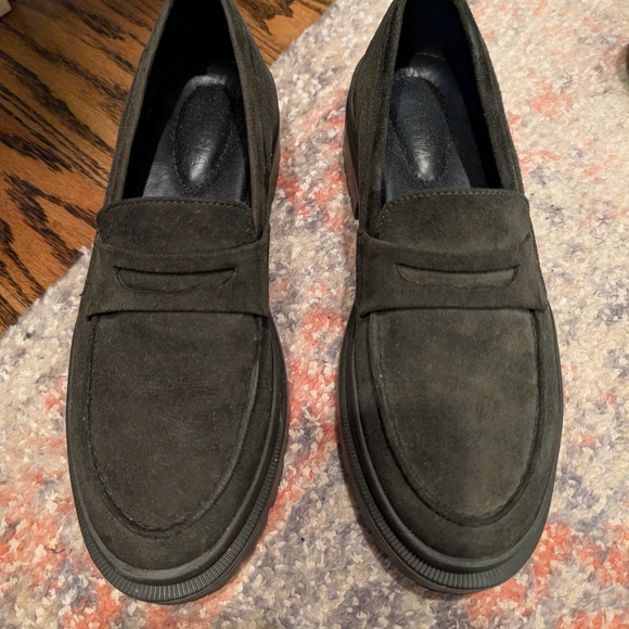 Patina Shoes - Green Suede Womens Loafers